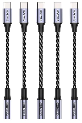 MOSWAG USB Typ C auf 3.5mm Kopfhörer Jack Adapter, Audio USB C auf Aux Dongle Kabel für iPhone 16 Pro Max/16 Pro/16 Plus/16/15 Pro/15, Samsung Galaxy S24 S23 S22 S21 S20, Huawei, Pixel, ipad und mehr