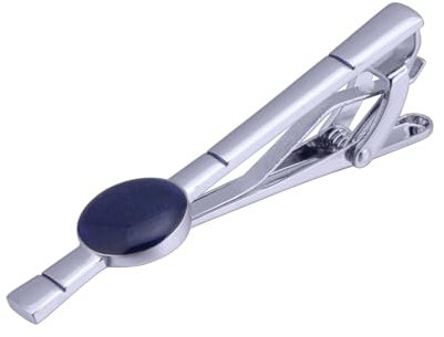 Homxi Krawattennadel Hochzeit Herren,Messing Krawattennadel Herren Rund Herren Krawattenklammer Blau Silber
