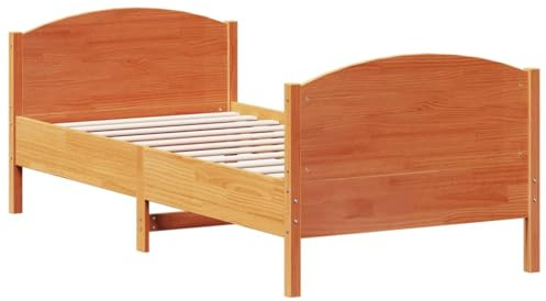 vidaXL Massivholzbett ohne Matratze Wachsbraun 90x200 Kiefernholz