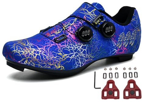 Treer Fahrradschuhe Herren Rennradschuhe mit Cleats, SPD Schuhe Rennrad Schuhe Mountain Road Bikes Schuh Kompatibel Outdoor Radschuhe Fahrrad Indoor Spin 39-47 EU