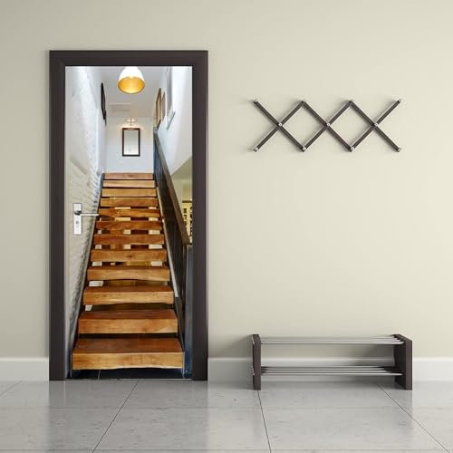 Türtapete Selbstklebend Braune Treppe 90 X 200 Cm Türfolie Selbstklebend 3D Türtapete Wasserdicht Abnehmbare Türaufkleber Pvc Türposter Selbstklebend Wohnzimmer Tür Aufkleber - Foto Der Kinder 0