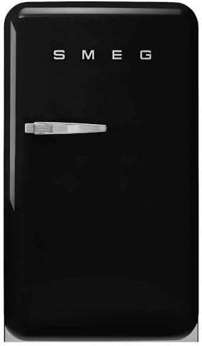 Smeg, FAB10RBL6 Réfrigérateur Table Top Vintage 1 Porte, 122L, Charnières à Droite, Froid Statique, Congélateur 17L, 1 Clayette Réglable, 1 Bac Légumes et Éclairage LED, H 97cm, Noir