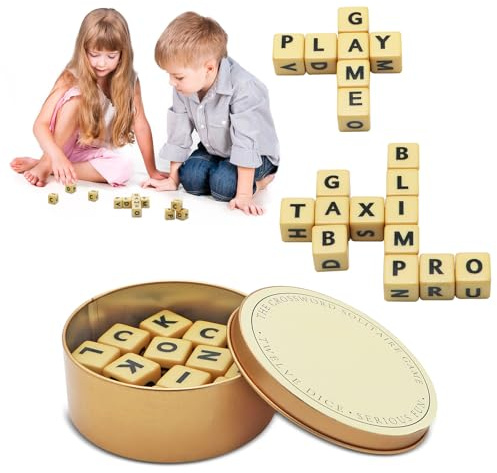Viceda Crossword Solitaire Game - Alphabet 12-Dice Set Q-Less, Fun Educational Toys for Kids