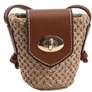 HESHUYAN Strohtasche Strohtasche Trendy Handmade Style Crossbody Bag Strandtasche for Frauen Runde Strohtasche(S)