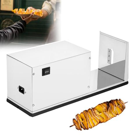 Cortador Espiral Eléctrico Tornado De Patata, Torre De Patata, Cortadora Eléctrica Tornado Patata/Afiladora, Cortadora Espiral de Patata de Acero Inoxidable - Para Uso Comercial En El Hogar
