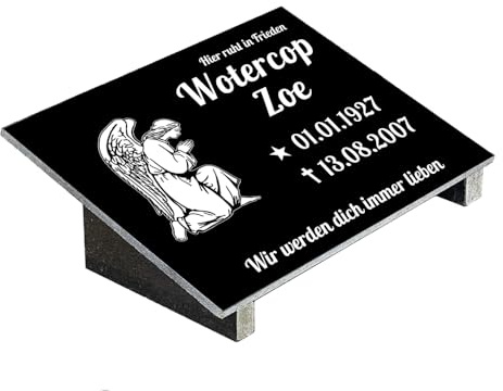 Grabplatte mit Inschrift aus Granit, personalisierbar Gedenktafel für Urnengrab, Grabstein für 1-2 Pers., Urnengrabstein N10 (30x40cm mit Stützen)