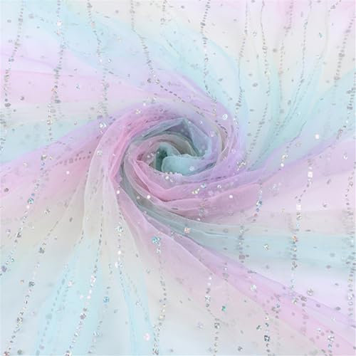 Regenbogen Organza Tulle Tüll, Tüll Rolle Farbverlauf, Tüllstoff Glitzer Dekostoff Mit Sternen, Glitzer Basteln Tüllstoff Meterware, Pailletten Tischläufer Abwaschbar Für Tutu Accessoires (1.5x1 m)