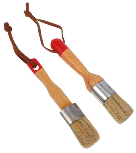 Artibetter 2pièces Pinceaux Poils De Sanglier avec Manches De Bouleau pour Rénovation De Mobilier Et Peinture Extérieur