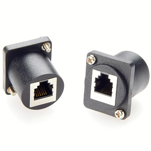Plinkwirekb Adattatore di alimentazione per montaggio a pannello RJ11/RJ12 6P6C tipo D CAT3 RJ12 femmina a femmina a filo connettore per montaggio a filo adattatore per presa telefonica
