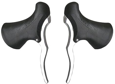 Wakects Road Bike Bremshebel, Universal Handbremsenhebel Aluminiumlegierung ABS-Griff Griff für 22,2-23,8 Mm Lenkerdurchmesser (schwarzes Silber)