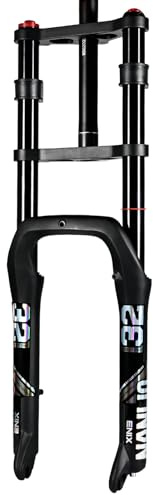 NANLIO Doppelschulter Luftfedergabel für E-Bike MTB | 20 26 x 4,0 Zoll Schneefahrrad Vorderradgabel | 135 x 9 mm Achse | 160 mm Federweg | Fahrrad Luft-Öl-Dämpfung Gabel (135x9MM 20x4.0)