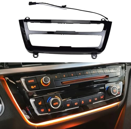 AC Radio Panel Atmosphärenlicht Für BMW F30 F31 F32 M3 M4 F80 | für Innen Armaturenbrett Mittelkonsole,2 Farben LED Umgebungslicht(Schwarz)