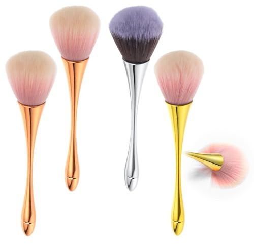 Hpmjz 4 Pcs Super Large Mineral Powder Brush Soft Bronzer Makeup Brushes Large Fluffy Powder Brush Professional Foundation Brushes for Daily Coverage Loose Blending Buffing Clean Up Nail