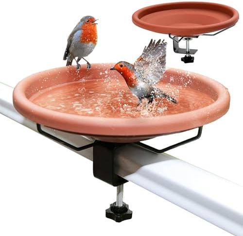 Vasca per uccelli da montare sul ponte Spa | Vasca per uccelli per ringhiere - Mangiatoia per uccelli | All'aperto | Ciotole per colibrì fontane bacino stagni per parete esterna giardino appartamento