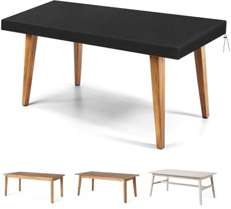 OFFCUP Funda de Mesa Exterior Impermeable, Durabilidad Tela Oxford 210D Funda Protectora Muebles Jardin, Anti-UV Resistente al Viento Cubierta para Mesa de Patio (160x90x15cm)