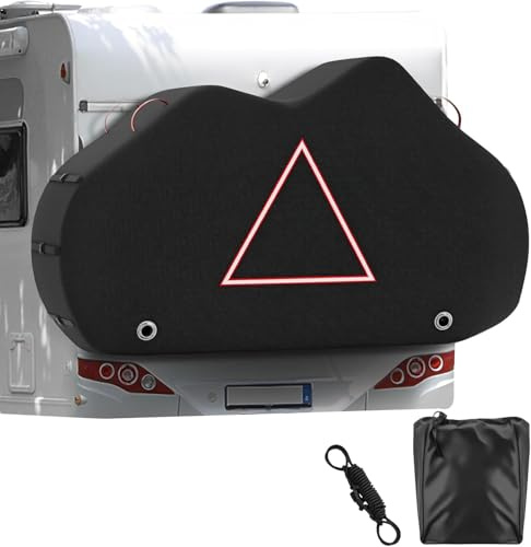 Bicycle Cover for 2 Bicycles, Bicycle Cover for Rear Carrier, Bicycle Protective Cover, Motorhome, Weatherproof, Tear-Resistant, 420D Oxford Heavy Duty for Camping, Motorhome, Rear Rack, Black