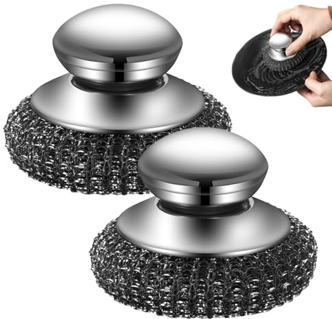 Scourers, 2025 New Metal Steel Wool, Wire Wool Ideal for Variety of Surfaces, Durable and Rust Resistant, Heavy Duty Cleaning Pad for Kitchen, Cookware and Grills, Multipurpose (2 pcs)