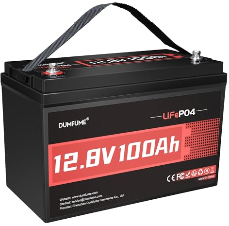 12V 100Ah LiFePO4 Lithium Batterie, 1280Wh Deep Cycle - Leistungsstarker Solar Akku für Wohnmobil, Off-Grid Anlagen und Haus-Energiespeicher mit 100A BMS