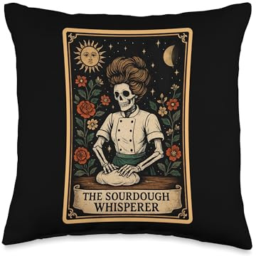 The Sourdough Whisperer Bread Baking Bread Baker Tarot Card Throw Pillow