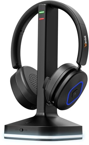 Wantek Auriculares inalámbricos Bluetooth con micrófono con cancelación de Ruido, compatibles con Windows, Mac, Chrome, Linux, iOS, iPadOS, Android