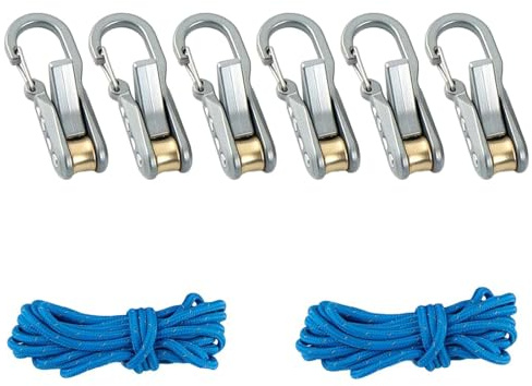 Tenditore per corda con rullo per corda, corda Paracord con fibbia a rullo di bloccaggio, strumento di tensione del cavo a regolazione rapida per campeggio, escursionismo, canottaggio e uso di