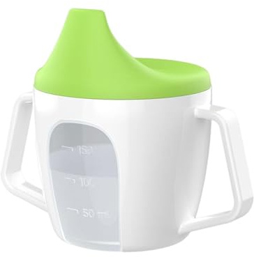 Bicchiere per Bere Bambini - Bicchiere con beccuccio in PP da 12x10,5 cm con Manici, Imbracatura da Allenamento Leggera per Bambini Piccoli, Design Simpatico a Prova di Perdite | portatili p