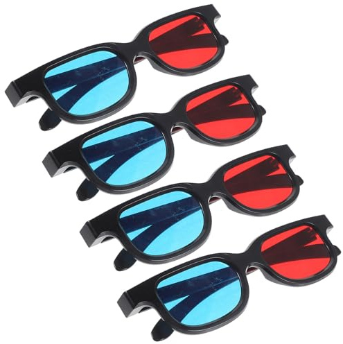 Hoement 4 Gafas 3D Rojas y Azules de Plástico para Cine en Casa Compatibilidad y Diseño Cómodo para Smartphone y TV