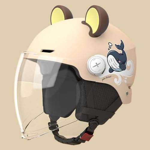 Casque De Trottinette Enfant Tendance avec Oreilles d'ours, Homologué ECE 22.06, Demi-Casque De Moto Enfant pour Garçons Et Filles De 3 À 12 Ans, Casque De Cyclomoteur Enfant