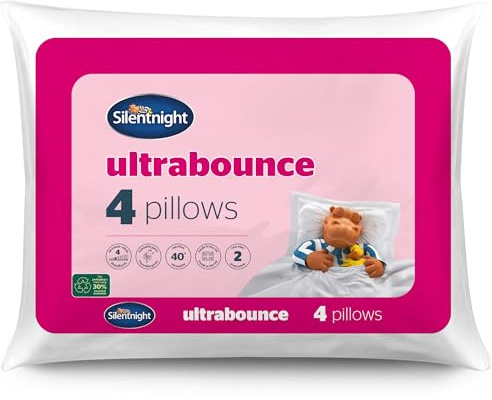 Silentnight Ultrabounce – Edredón Almohada – (4 Unidades), Color Blanco, Pack de 4, Microfibra, Blanco, Pack de 4
