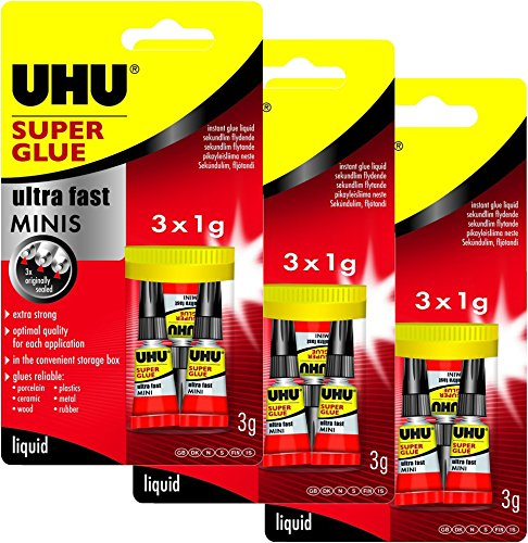 UHU 45415 SEKUNDENKLEBER blitzschnell MINIS 3 x 1 g (3 Packungen)