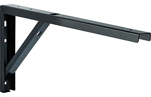 Gedotec Regal-Konsole schwarz Regalträger Metall Regalwinkel für die Tisch & Wand-Montage | Regalhalter Stahl schwarz beschichtet | 400 x 30 x 180 mm | 1 Stück - Winkel-Konsole zum Schrauben