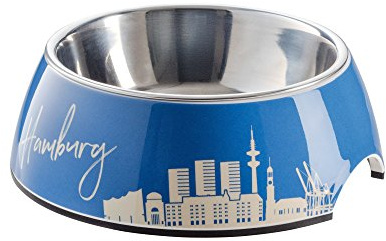 Melamin-Napf Hamburg, mit Edelstahlnapf, 350 ml, blau