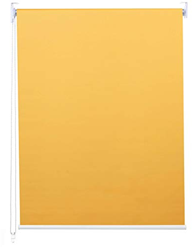 Rollo HWC-D52, Fensterrollo Seitenzugrollo Jalousie, 120x160cm Sonnenschutz Verdunkelung Blickdicht - gelb