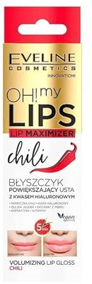 Eveline Cosmetics Oh! My Lips Plumping - Brillo de labios con ácido hialurónico y extracto de chili - Booster instantáneo de volumen, aguacate, cáñamo, macadamia y mezcla de aceite de ricino, fórmula