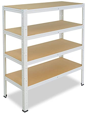 shelfplaza Home 100x120x30cm Schwerlastregal weiß mit 4 Böden x 175kg | Kellerregal · Lagerregal · Metallregal · Regale für Kellerraum · Steckregal · Abstellraum Regal