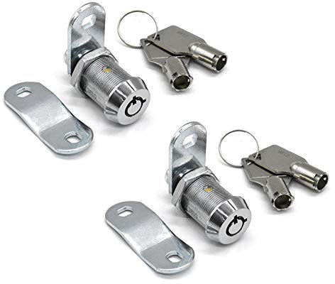 2Pcs Tubular Cam Lock 1 inch Cabinet Lock Keyed Alike with Chrome Finish for Vending Machine Tool Box Mailbox ATM