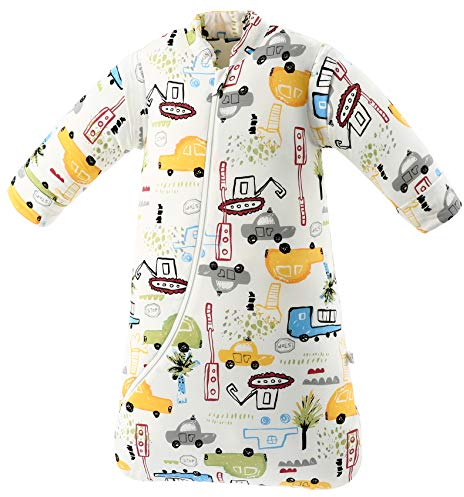Chilsuessy Baby Schlafsack Winter, Abnehmbare Ärmel, warm gefüttert 3.5 Tog Winter Schlafsäcke Jungen Mädchen Schlafsack für Kleinkinder von 6 Monaten bis 6 Jahre, Stadt Verkehr, M (75-90 cm)