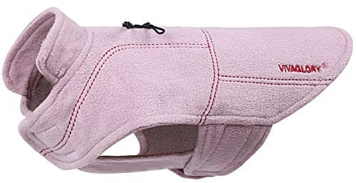 VIVAGLORY Softpad Wintermantel Hund, Hundemantel Fleecemantel Hund, Fleecejacke mit Bauchschutz, Fleece Reflektierend Verstellbar Softshell, L, Rosa