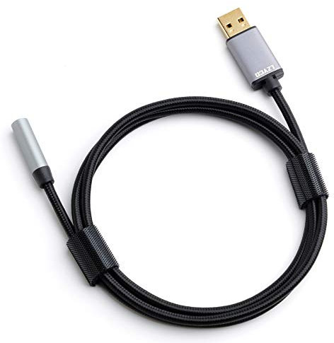 LZYCO Long USB to Audio Jack Adapter Cable 4ft /120cm External Stereo Sound Card with One 3.5mm Aux TRRS Jack, Do Not Work for TV or Car (Grey)