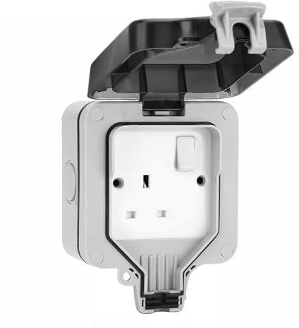 YORKING Waterproof Outdoor Socket Switch Smart Waterproof Outdoor Socket IP66 Weatherproof Wall Mounted Power Socket for Garden and External Power Socket Single