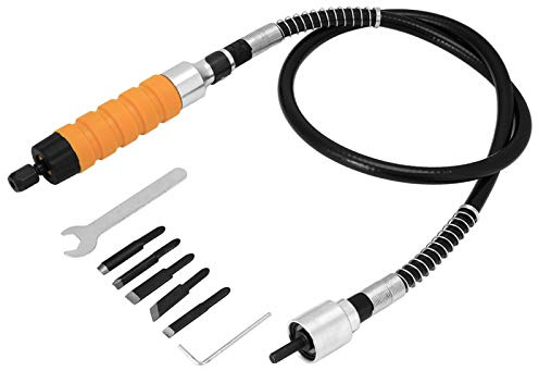 Herramienta de tallado de cincel de madera eléctrica, cuchillo de grabado para tallado de madera con juego de tubo suave de llave de 5 hojas