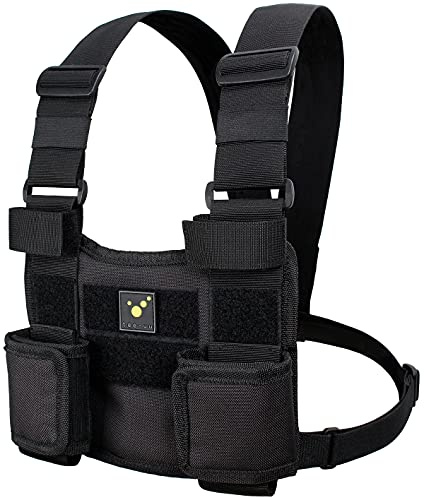 tee-uu Chest Twin Funkgeräte-Harnisch | Zwei anpassbare Gerätehalterungen | Klettflausch zur individuellen Kennzeichnung