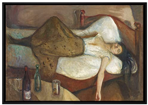 Pixxprint Edvard Munch - Der Tag danach Leinwandbild 100x70 cm im Bilderahmen, Wandbild, Schattenfugenrahmen, Kein Poster