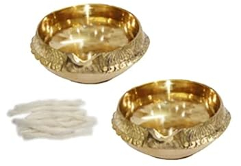 Universal Hub® öllampe kristall Diya Akhand Aarti Diya Pooja Artikel für Mandir Garten öllampe Hindu Dekoration Kleine Metall Öllampe Dekorative Pooja Thali Set Indische Hochzeit Religiöse Geschenke