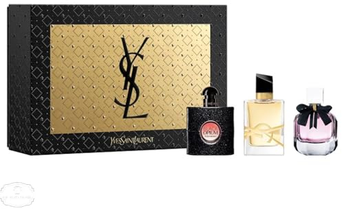 Yves Saint Laurent YSL Parfüm-Miniatur-Reise-Set für Damen, Libre EDT 7,1 g + Libre EDP 7,1 g + Mon Paris EDP 7,1 g + Black Opium Eau de Parfum 7,5 ml