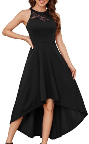 Bbonlinedress Womens Wedding Guest Dress Formal Cocktail Homecoming Dresses for Teens High Low Prom Party New Year Black XS