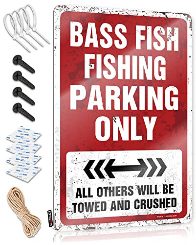 Bar-Schilder für Zuhause, Barsch, Fisch, Angeln, Parken, Blechschild, lustige Sachen, Bar für Männerhöhle (Größe: 20 x 30 cm)
