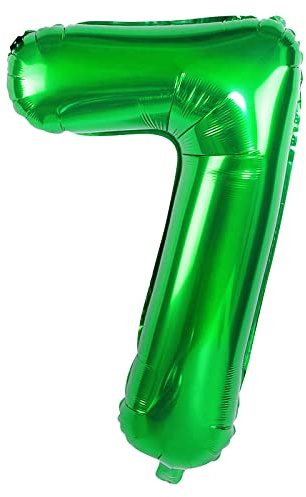 Dark Green 7 Balloons, 40 Inch Large Foil Balloons Number 7 Green, Self Inflating Helium Balloons Number 7 for Boys Girls Birthday Party Jungle Football Party Decorations Supplies (Dark Green#7)