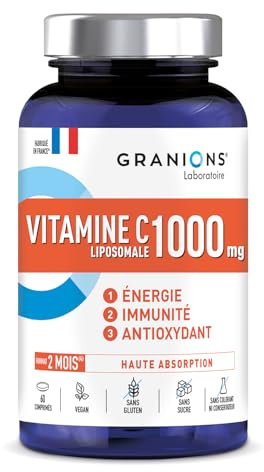 GRANIONS Vitamine C Liposomale 1000 mg Contribue au fonctionnement normal du système immunitaire et à réduire la fatigue Haute Absorption Fabriqué en France 60 comprimés