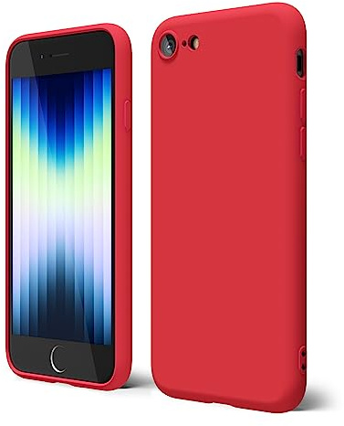 oakxco für iPhone SE Hülle 2022 2020, iPhone 7/8 Hülle Silikon Case mit Kameraschutz, Ultra Dünn Bunt Handyhülle Mädchen, Einfarbig Handy Hülle Slim Schutzhülle, Matt TPU Weich Gummi Glatt, Rot